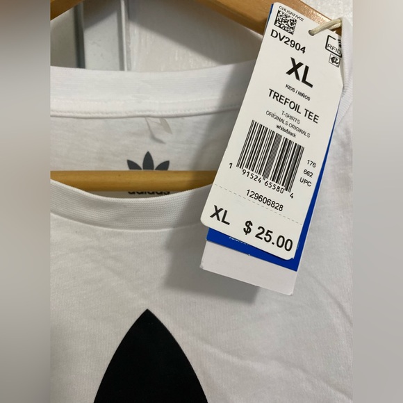 💜$12💜 NWT Adidas Trefoil Tee White Youth Original Size:XL - Picture 2 of 5